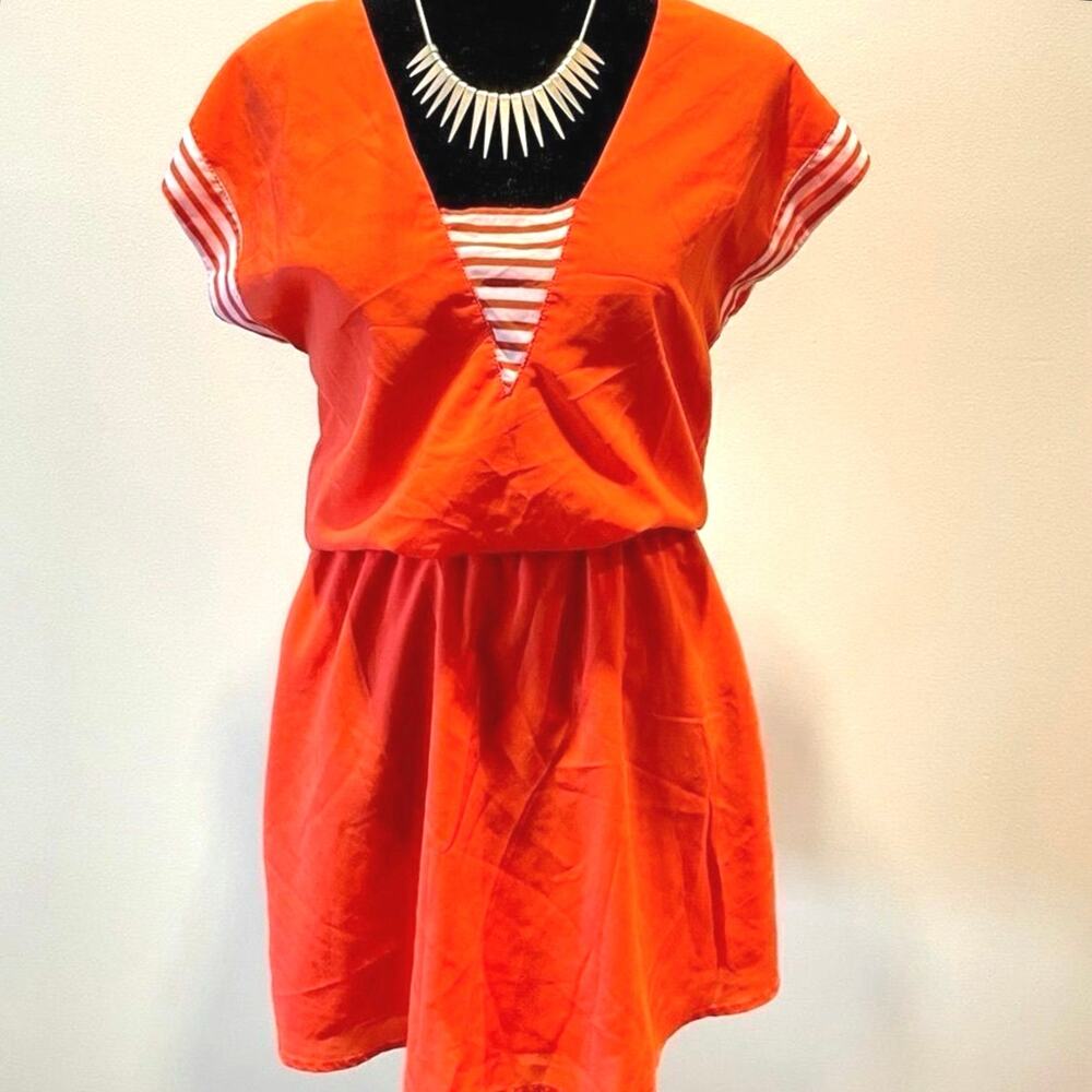 H81 by Forever 21 Red Stripe Mini Dress Small Retro Sporty Short Sleeve